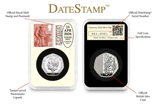 UK 2026 Silver 50P Datestamp St George Patron Saints Everslab Product Page Images AT V2 4