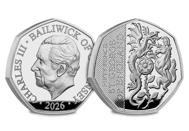 UK 2026 Silver 50P Datestamp St George Patron Saints Everslab Product Page Images AT V2 5