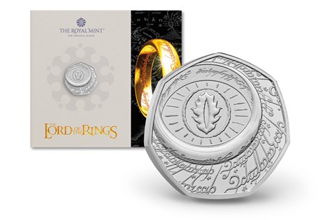 This UK 2026 Brilliant Uncirculated 50p has been issued by The Royal Mint to celebrate 25 years of The Lord of the Rings. The first release in this new collection pays tribute to the One Ring.