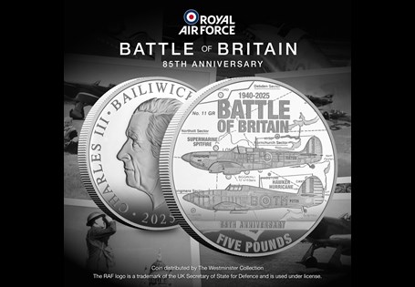 Mark 85 years since the Battle of Britain with this limited edition £5 coin. Just 4,995 worldwide, struck to a Proof finish and officially issued by Guernsey. A lasting tribute to true British courage