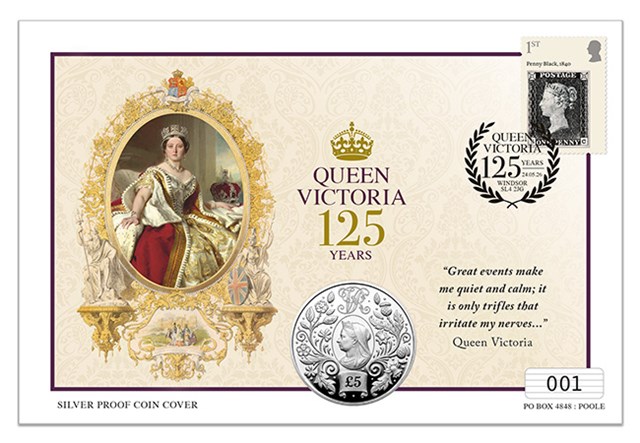 JG Queen Victoria Silver Proof £5 Sinlge Main Cover With Coin 650X450