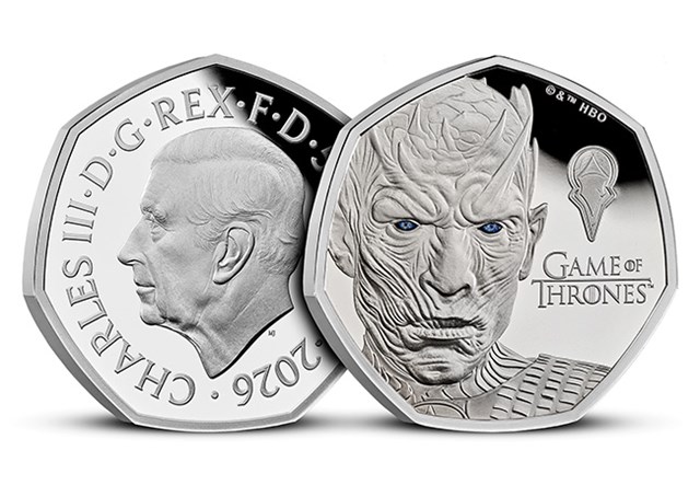 Game Of Thrones 50P Silver Coin Obverse Reverse ICE
